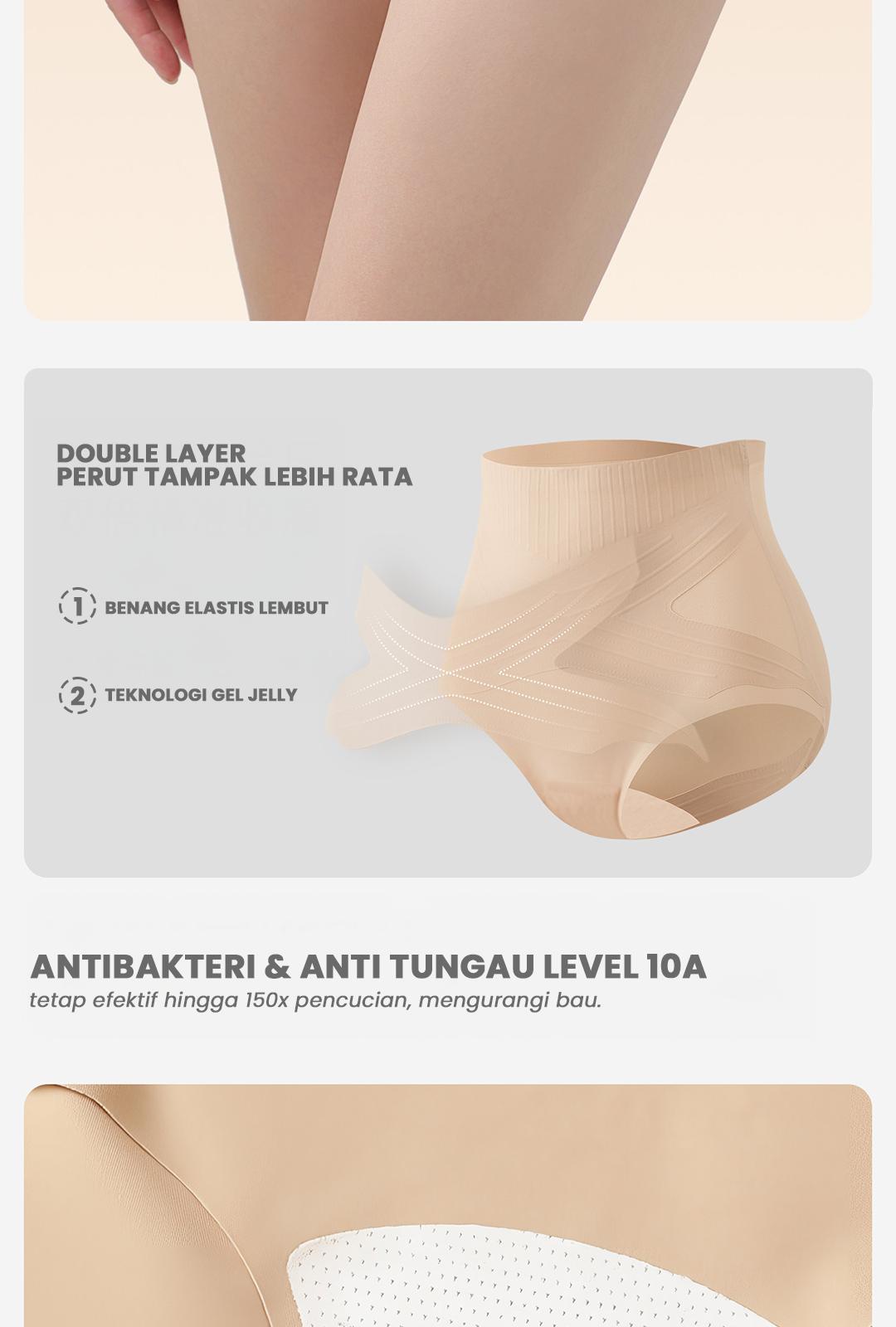 MISSWISS (3 Pcs) - Celana Dalam Seamless Wanita Pinggang Tinggi | Membentuk | Mengontrol Perut | Mengangkat Pinggul | Size M–2XL | #8562