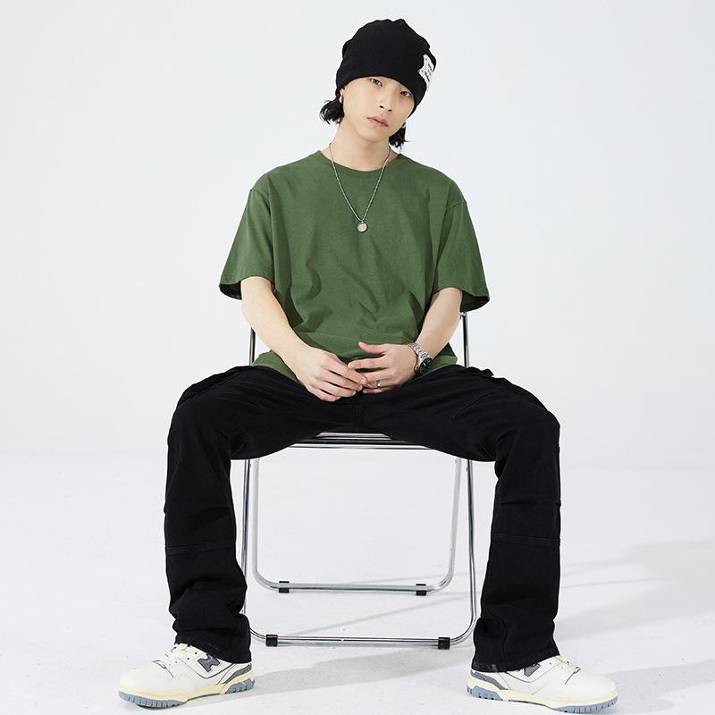 Product Introduction of EDC American Streetwear Heavyweight 230g Short Sleeve T-shirt Unisex Ins Basic Solid Color Undershirt 18
