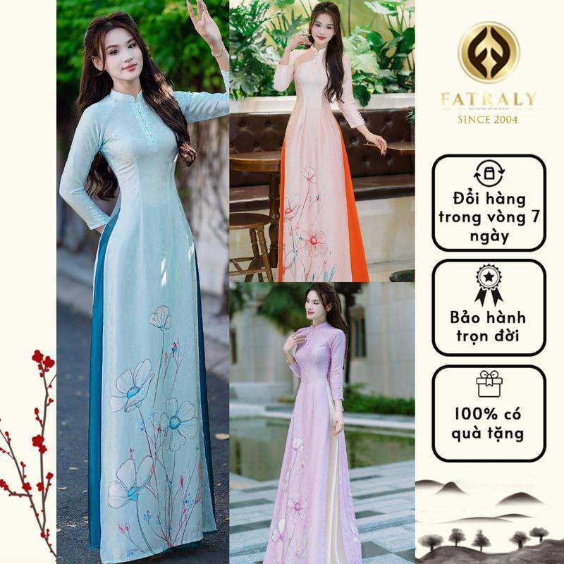  Fatraly -  ADTK 82  Áo dài nữ vải lụa gấm tơ tằm Thái Tuấn cao cấp thiết kế chuyên biệt 