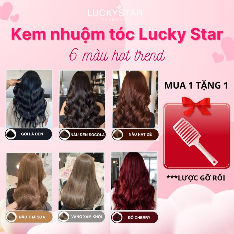 [ DEAL TRONG LIVE ] [ MUA 1 TẶNG 1 ] Kem Nhuộm Tóc Tại Nhà Lucky Star 250ml - Màu Hot Trend, Màu Thời Trang, Đổi Màu Tóc Nam Nữ Women Dưỡng Tóc Serum - Tặng lược gỡ rối