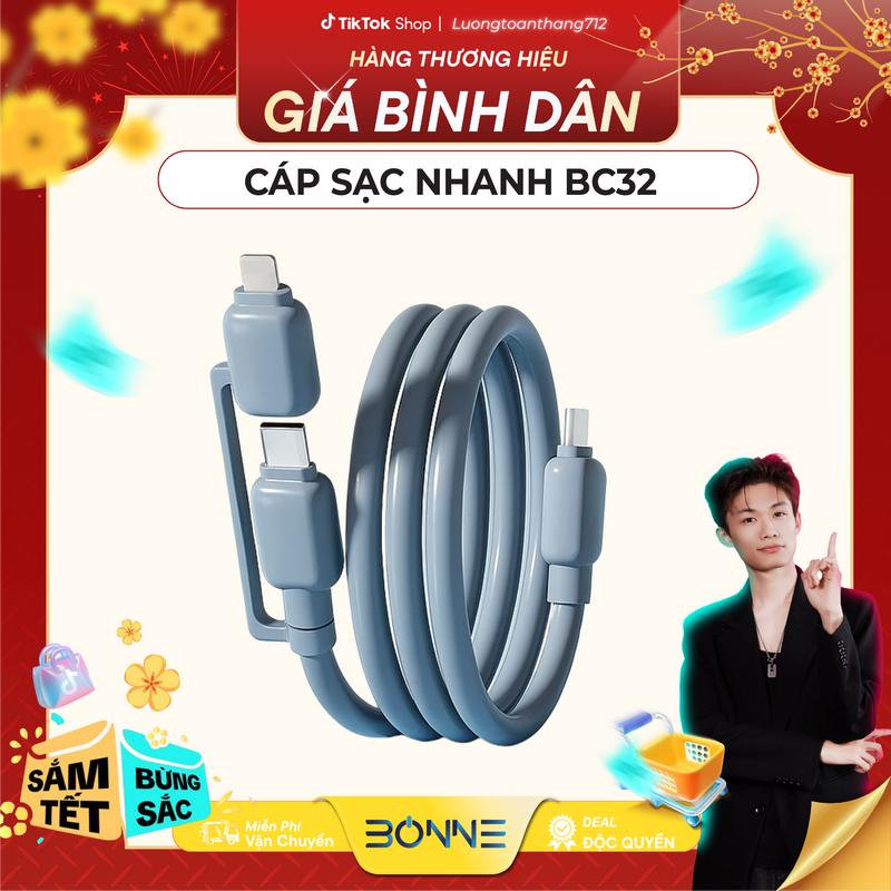 Bonne x Luongtoanthang712 1 Cáp Sạc Nhanh 3in1 BC32 Chính Hãng By Bonne TECHNOLOGIQUE Dây Sạc Nhanh Phù Hợp Cho Cả Điện Thoại Và Máy Tính Tối Đa 65W Bảo Hành Chính Hãng 12 Tháng