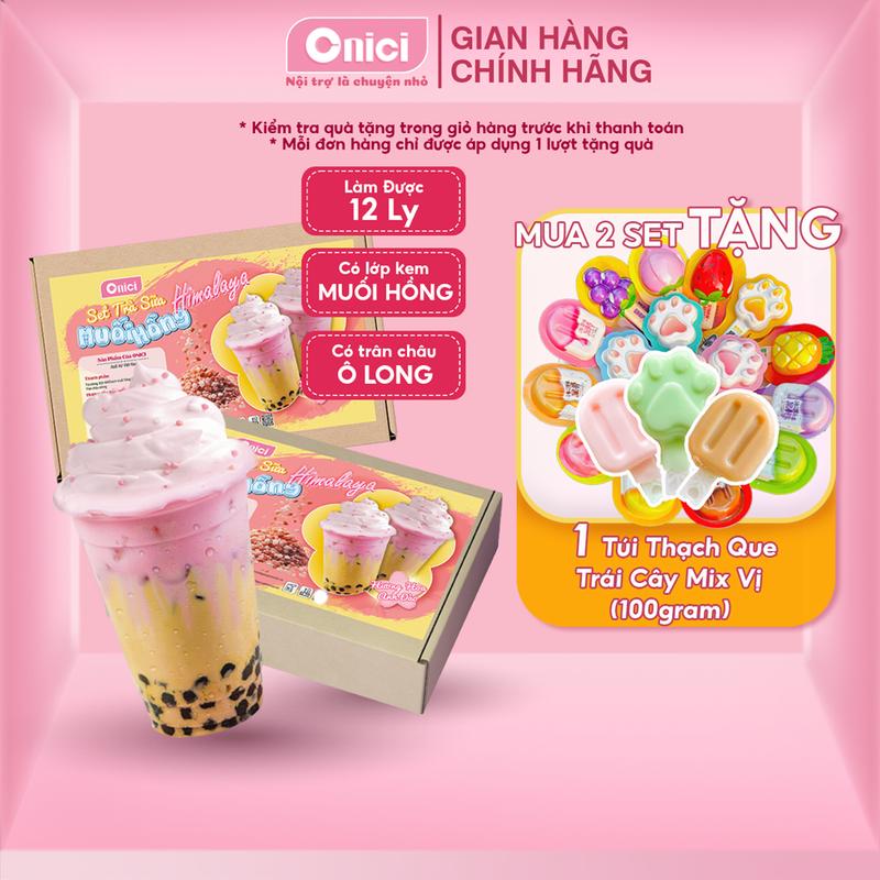 Set trà sữa Ô Long Muối Hồng Himalaya nấu được 12 ly BẾP CỦA MẸ ONICI - kèm công thức nấu