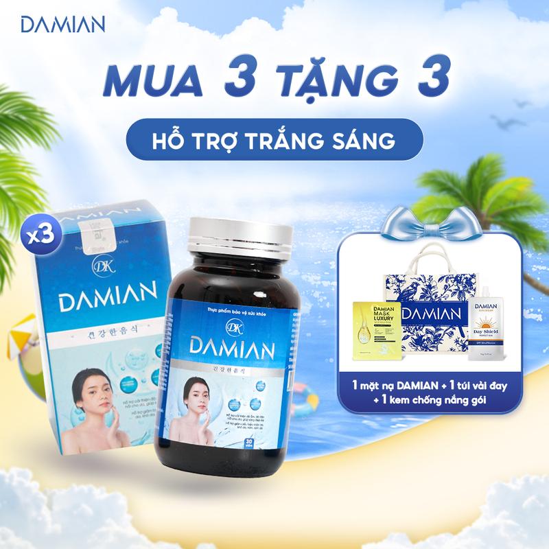 Combo 3 lọ Viên uống hỗ trợ trắng da Damian 30 viên/hộp - hỗ trợ dưỡng da trắng hồng, hỗ trợ tăng cường collagen, hỗ trợ chống lão hóa
