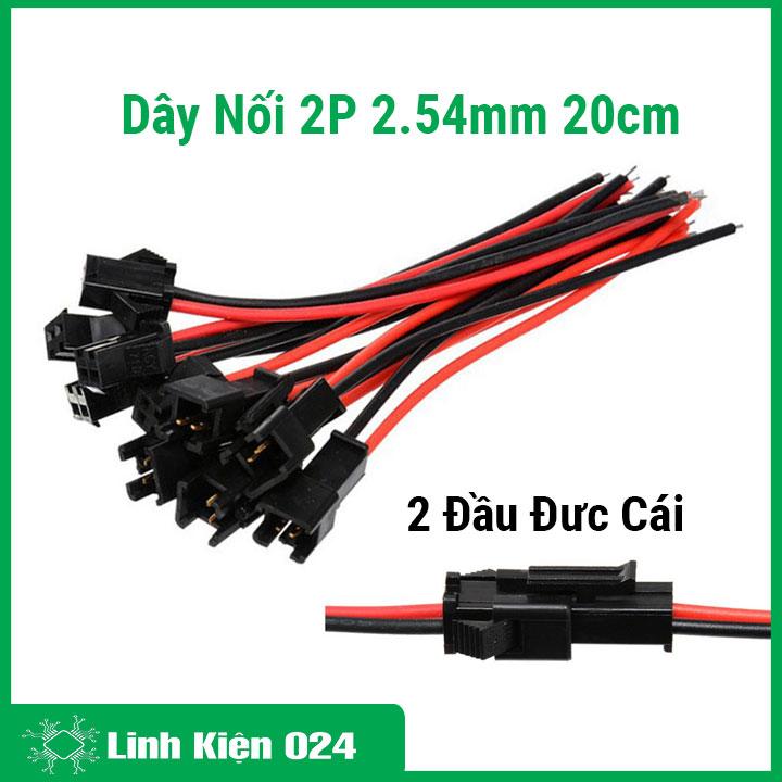 Combo 5 dây nối 2P 2.54mm dài 20cm, jack kết nối 2 đầu đực cái