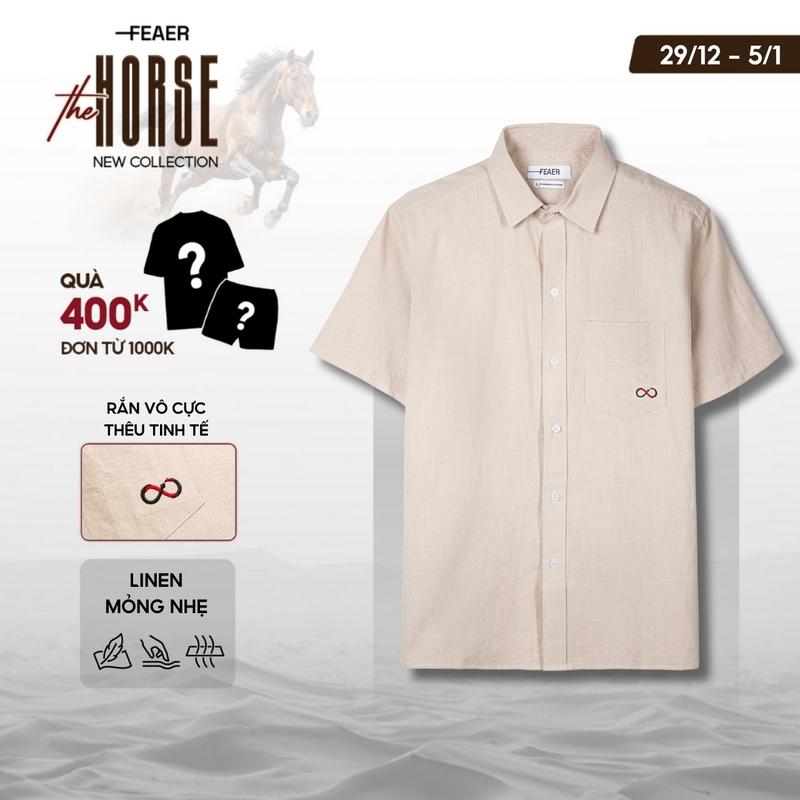  Áo Sơ Mi Nam Ngắn Tay Loop Vải Linen Mềm Nhẹ Thoáng Mát Cổ Đứng Chất Vải Xốp Thêu Logo Tinh Tế Thanh Lịch Regular Fit Dễ Phối Với Quần Short Quần Tây Hoặc Jeans Phù Hợp Đi Làm Đi Cà Phê Hoặc Du Lịch - FEAER 