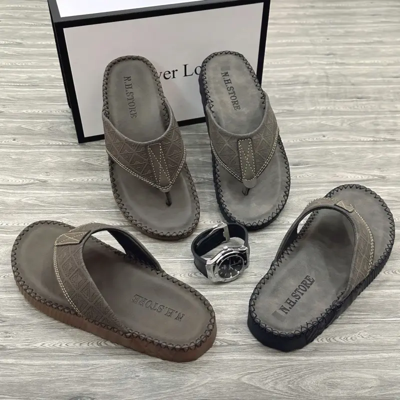 Dép Quai Kẹp nam Doctor da mới. Được khâu chỉ biển xung quanh rất chắc chắn và cao cấp Nhung DéP Sandal Cao Su Sandal Cao Su Jean Đế Bằng 4