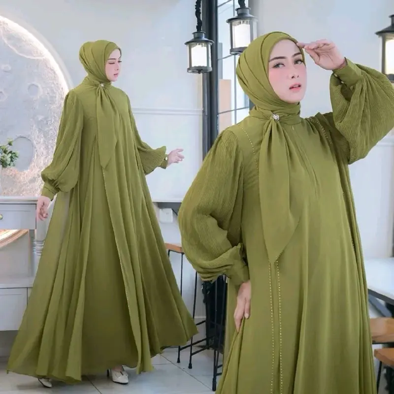 TERBARU SET ABAYA ELDEENA SYAR'I ready bahan cerutty full furing 0