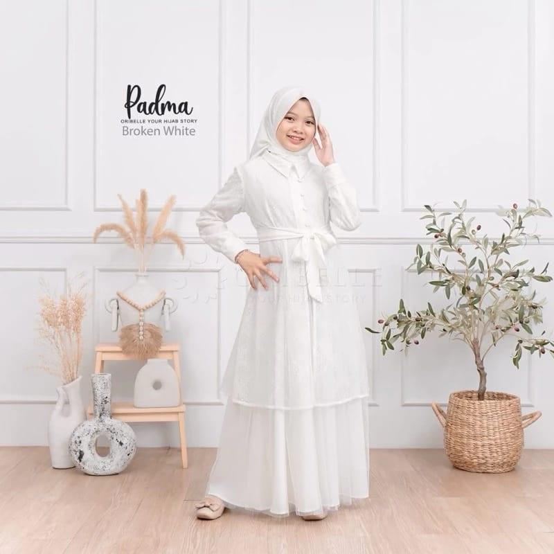 Gamis Anak Tanggung 10 11 12 13 14 15 Tahun Perempuan Padma Syari Dress Kids Set Khimar Crinkle Mix Brukat Airflow Baju Muslim Remaja Bergo Panjang 4