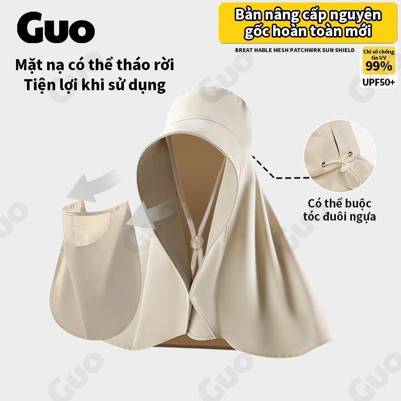 Mũ Chống Nắng, Thiết Kế Tiện Lợi, Mũ Rộng Vành, Khăn Choàng Lớn, Mặt Nạ Có Thể Tháo Rời Che Phủ Toàn Mặt, Chống Tia UV 99%, Thích Hợp Cho Tóc Đuôi Ngựa, Phiên Bản Nâng Cấp