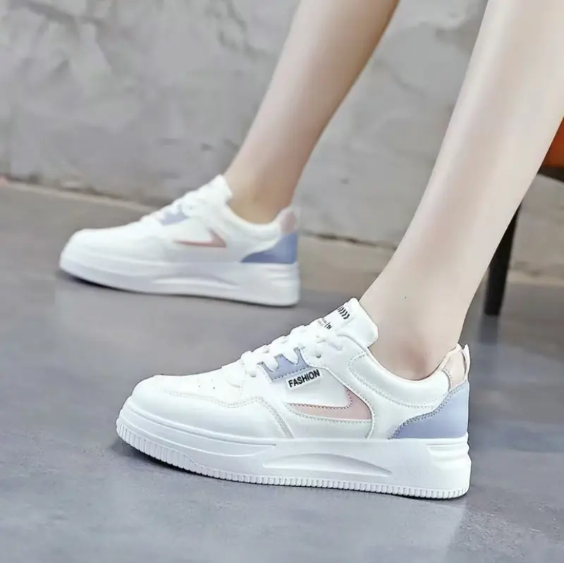 Giày Bệt Nữ Màu Trắng, Thời Trang Hàn Quốc, Giày Thể Thao Cao Su Thường Ngày Cho Nữ Sneaker Shoes 2