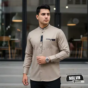 NATAYA Baju Koko Pria-Kemeja Koko Lengan Panjang Motif Malvin Bahan Toyobo 100% Size M L XL XXL XXXL