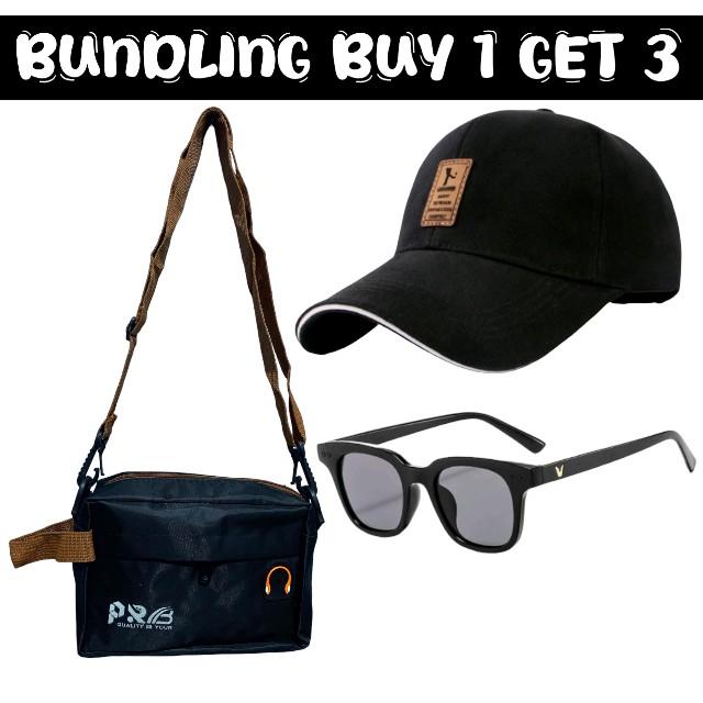 Product Introduction of pria PAKET ISI 3 TAS HANBAG Selempang + TOPI + KACAMATA tas selempang & bahu slow respon anggun storage fashionable waistbag casual wesbek kecil merah maron gantung jam tangan dan cowok kompek 1