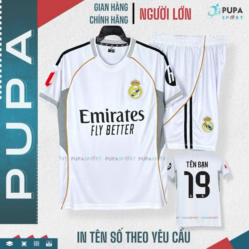 Bộ Quần Áo Bóng Đá Jp Clb Ri An Sân Nhà 25/26 - Màu Trắng, Vải Thun Lạnh/Mè Hàn Cao Cấp Cho Nam Nữ, Có In Tên Sport Top