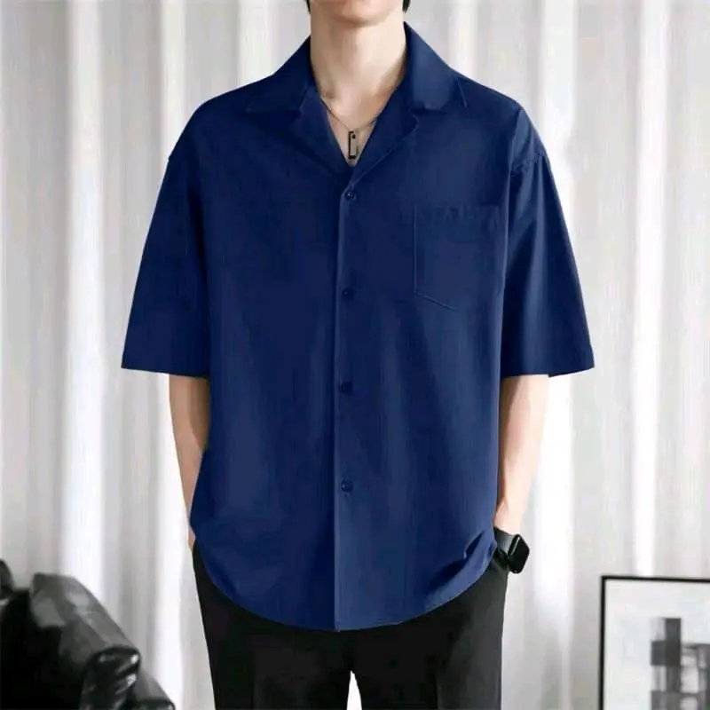 Baju Pantai Kemeja Polos Haway Kerah Piyama Bahan Katun Rayon korean Style Termurah 7