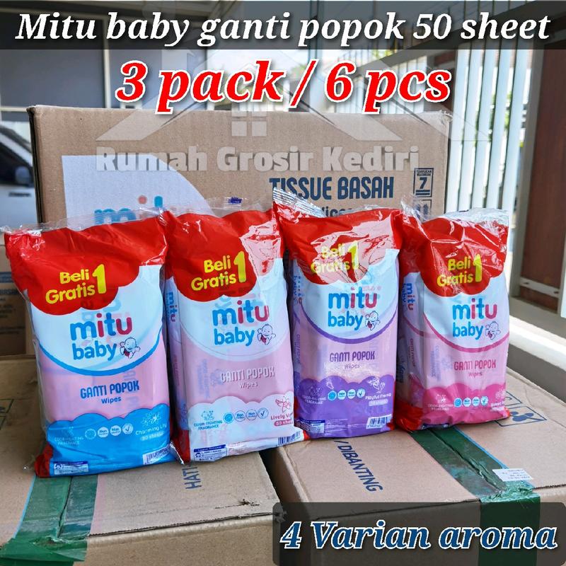 (3PACK/6PCS) Tisu Basah MITU BABY WIPES ganti popok Bayi Bar - Shop ...