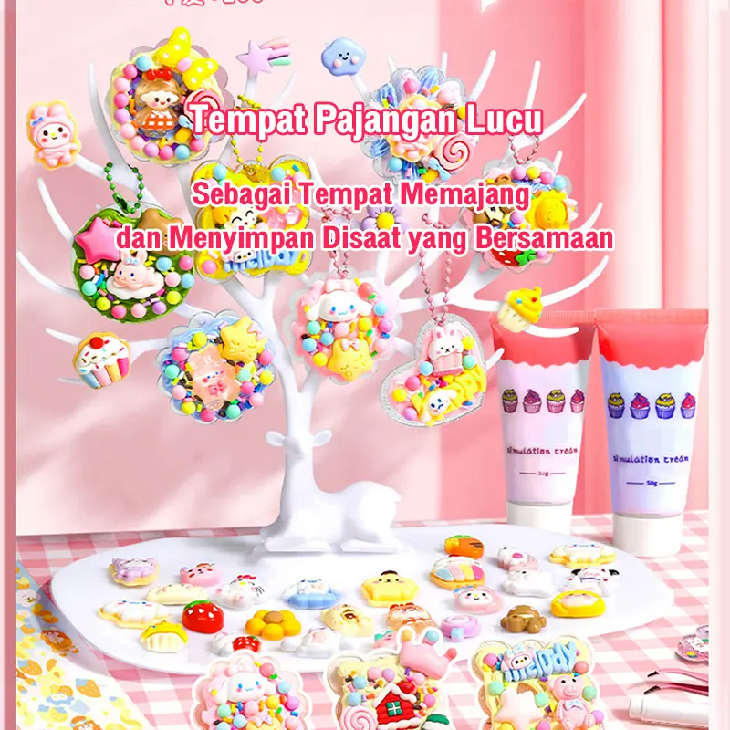 [New Packaging] Mainan DIY Gantungan Kunci Akrilik Set Guka Stiker Set  Lucu Anak DIY Gooka Set Sticker Hadiah DIY Gantungan Kunci Bahan Kotak Penyimpanan Tangan Bahan Akun DIY Keyring Gooka Card Sticker Set lem toys alat toys 4