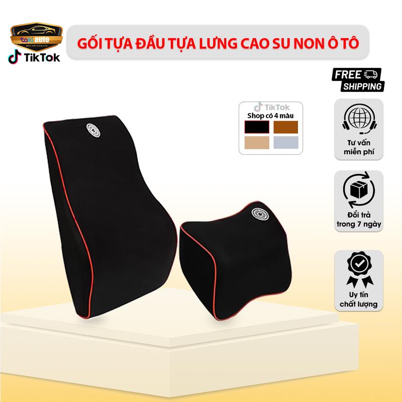 Gối tựa đầu và tựa lưng xe ô tô cao su non cao cấp đàn hồi tốt, gối kê cổ tựa lưng ghế oto xe hơi, gối tựa đầu lót đệm chống đau mỏi trên ô tô