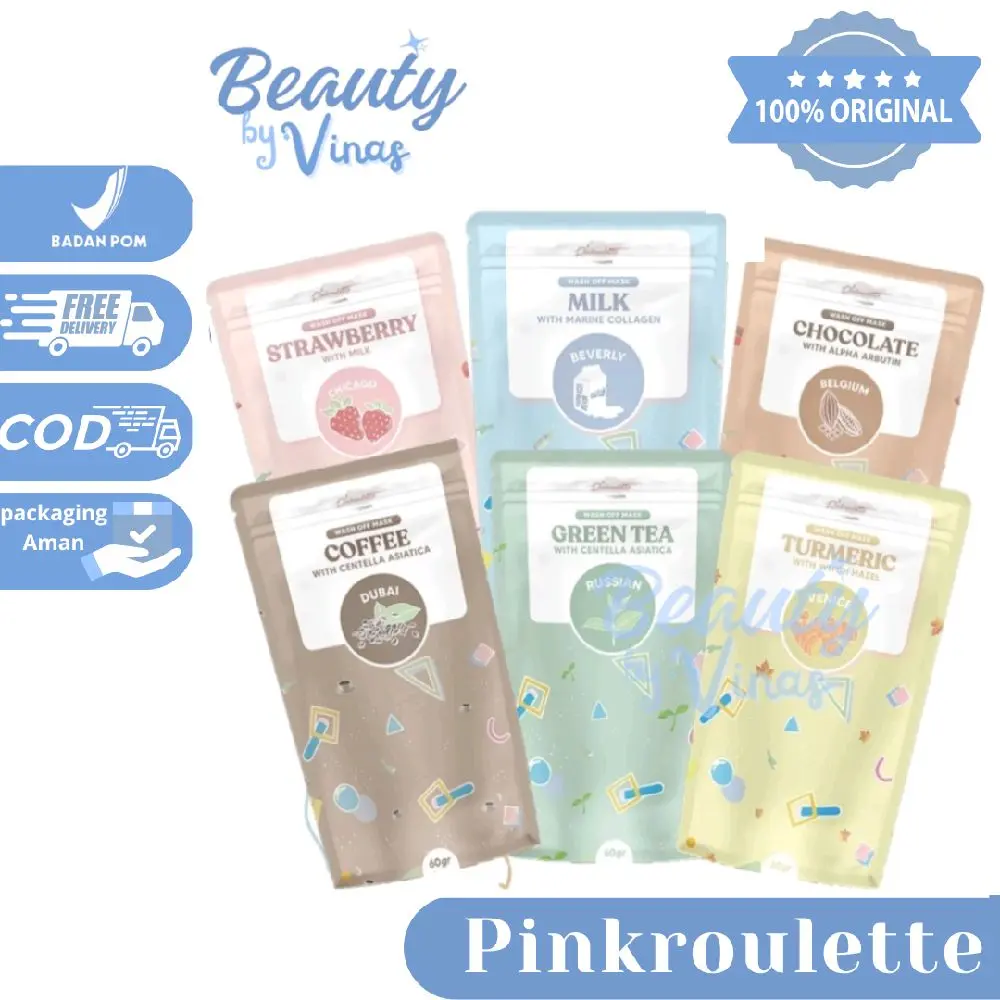Pinkroulette masker organic facemask full size 60gr Mencerahkan Berjerawat Beruntusan Coklat Coffee Lemon Greentea Wajah Kunyit Turmeric Melembutkan Mengencangkan Kotoran Berminyak Facial