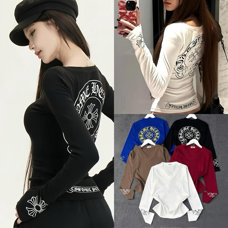  191_ ÁO cổ tim nữ tay dài  FOM VỪA ép lôgô xinh Size1 56kg..size2 65kg  