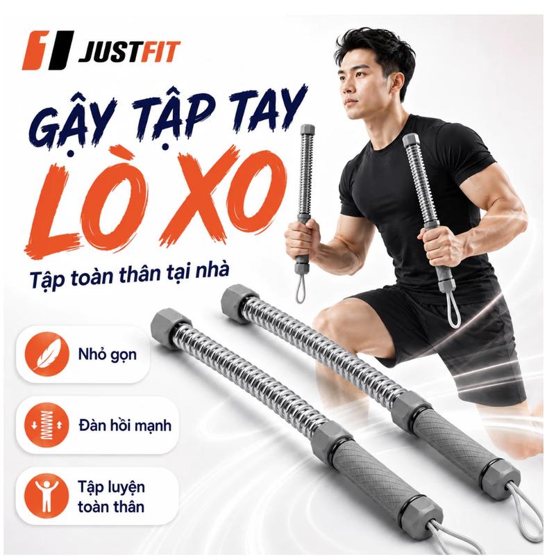 Thanh Tập Tay Lò Xo BATTLE ROPE JUSTFIT - Dụng Cụ Thể Lực, Tập Toàn Thân Tại Nhà