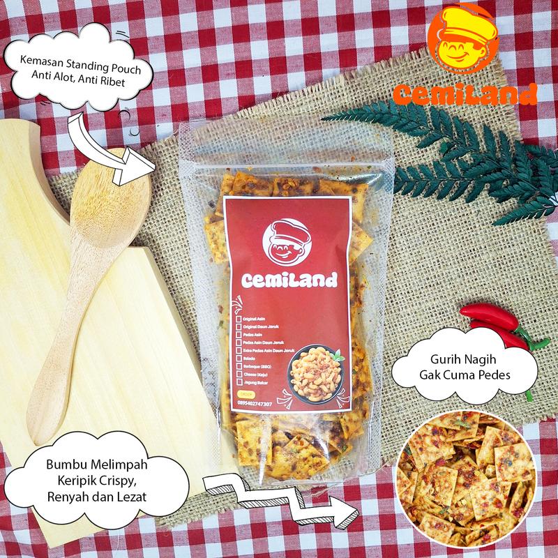 CemiLand.IDN - Keripik Pangsit 500gr Cemilan Pedas Asin Daun Jeruk Renyah Enak, Snack Lezat Banyak Varian Rasa 3