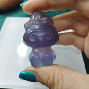 Natural Crystal Purple Fluorite Melody carving