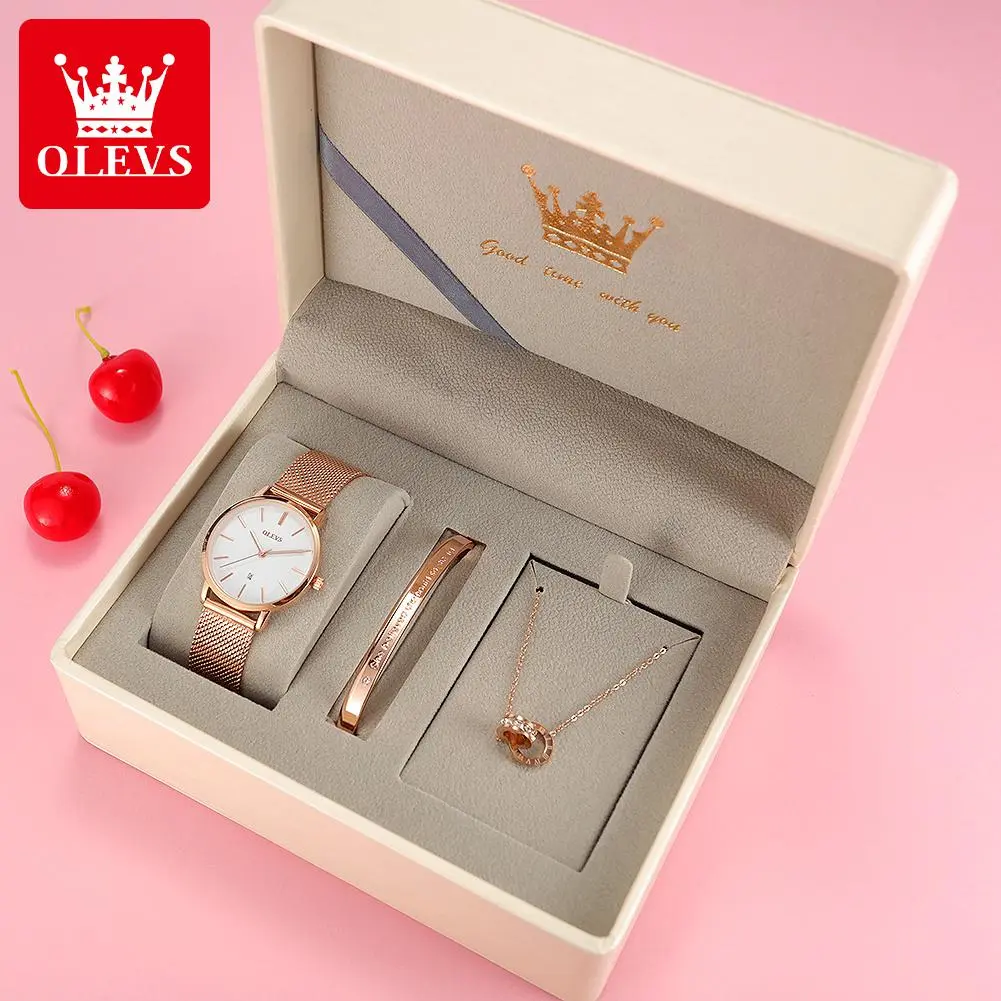 【10% Off+Free Bracelets】OLEVS นาฬิกาผู้หญิง แฟชั่น สายสเตนเลส แบบกันน้ำ สำหรับผู้หญิง 5869 รอบ หลายสี  มีกล่อง แฟชั่น การให้ของขวัญ ไม่จำเป็น กุหลาบทอง โลหะ นาฬิกา ระดับไฮเอนด์ แฟชั่น