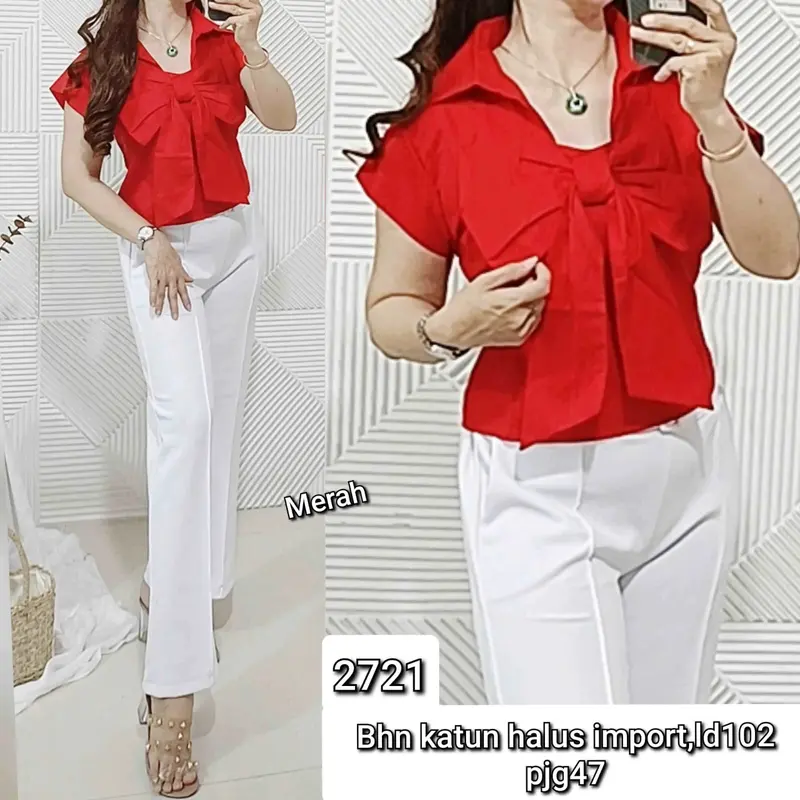 Atasan krah pita import ,bahan katun halus import LD 102 panjang 47 , 2721/2843/2900/2901 1