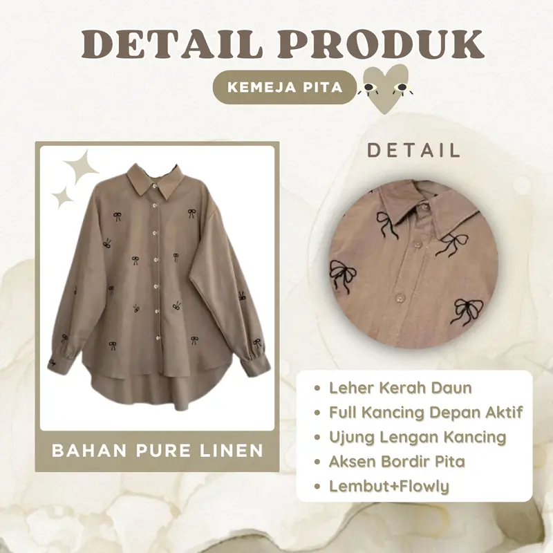 One Set Wanita Hijab OOTD Kekinian 3 in 1 ( Kemeja Pita + Cutbray + Jilbab Bella Square ) Baju Setelan - LT064 Linen Casual Remaja Muslim Nyaman 4