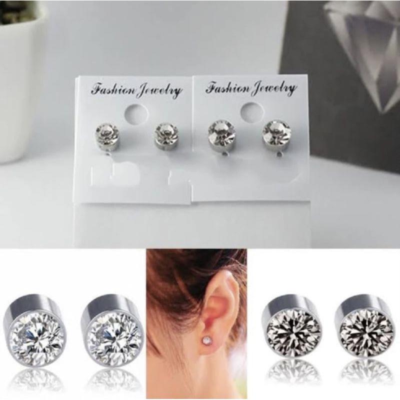 anting permata magnet anting berlian wanita pria 3