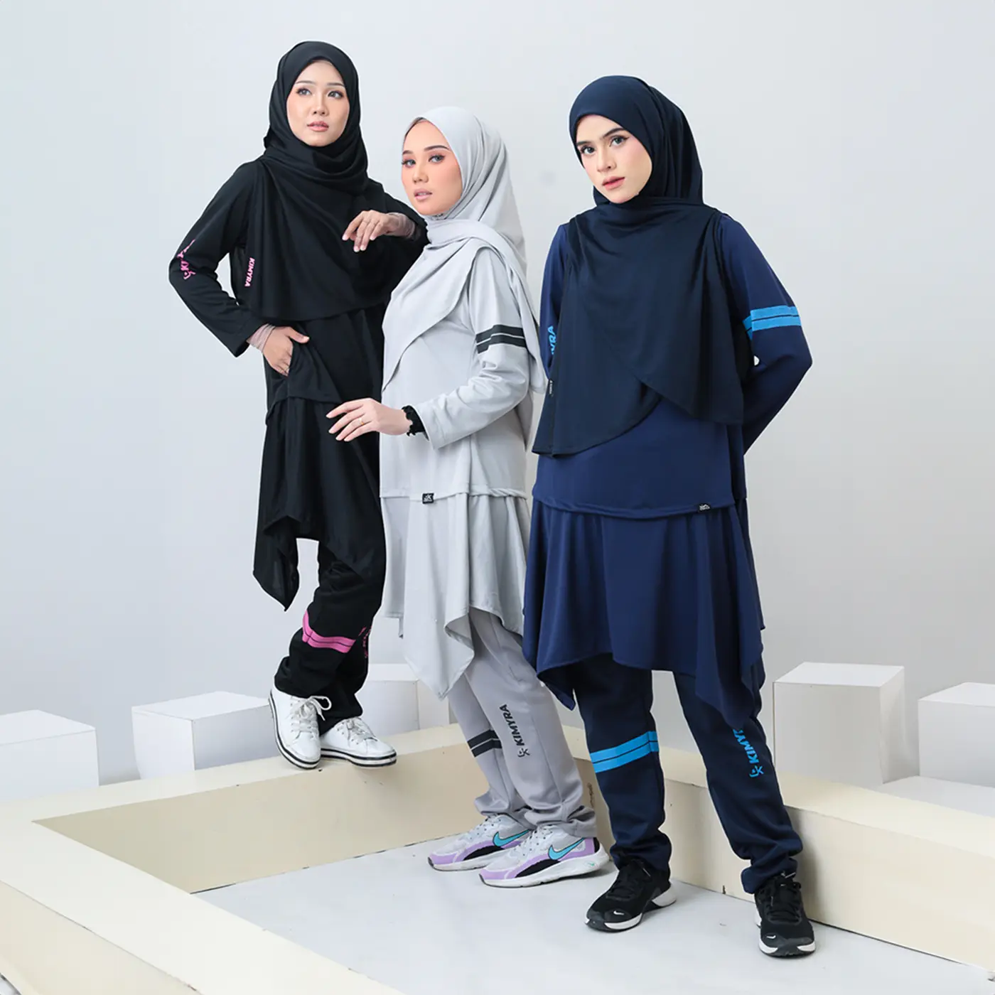 KIMYRA Kimbasic Baju sukan wanita Swimwear Wanita muslimah cepat kering Swimming suit muslimah Women jersey muslimah Dusty Pink