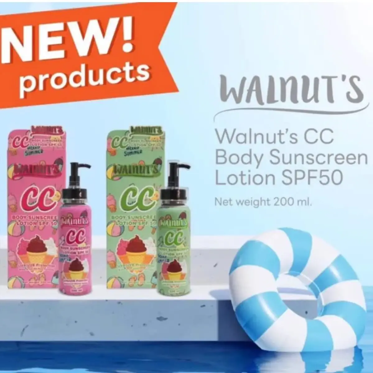 Walnut CC Body Sunscreen Lotion with SPF50 Protection Body Care Brightening Whitening bodylotion