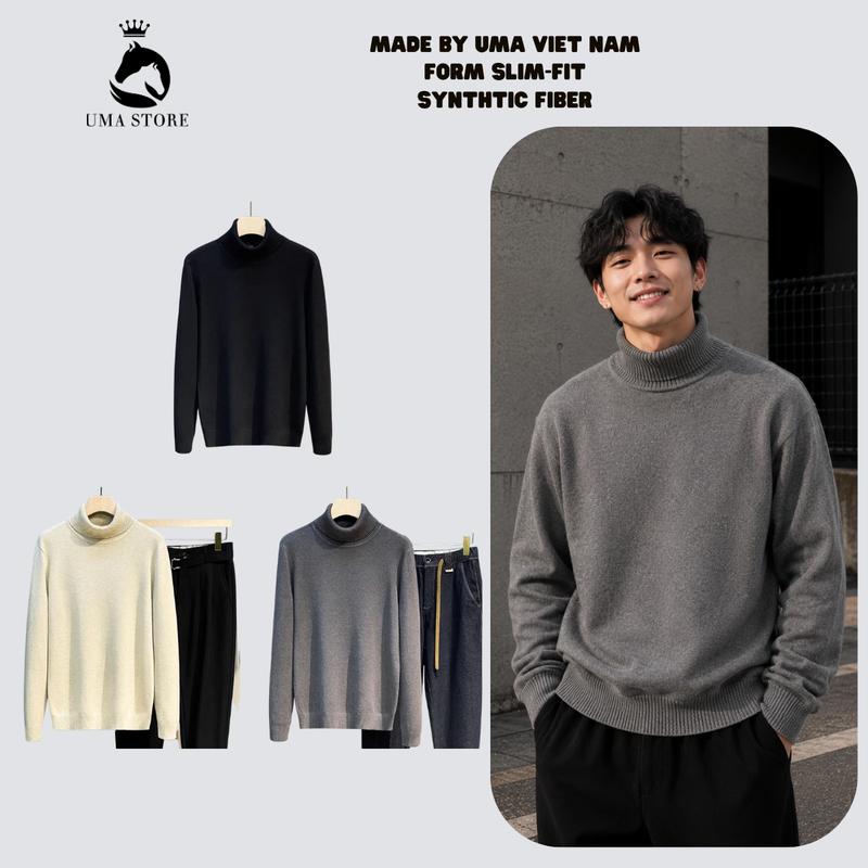 Áo len cổ lọ dài tay U.M.A quảng châu cao cấp, thanh lịch, ấm áp, dài tay, nam nữ loại 1 ( POLOUMAOR) Menswear Cổ Tròn Cổ Tròn