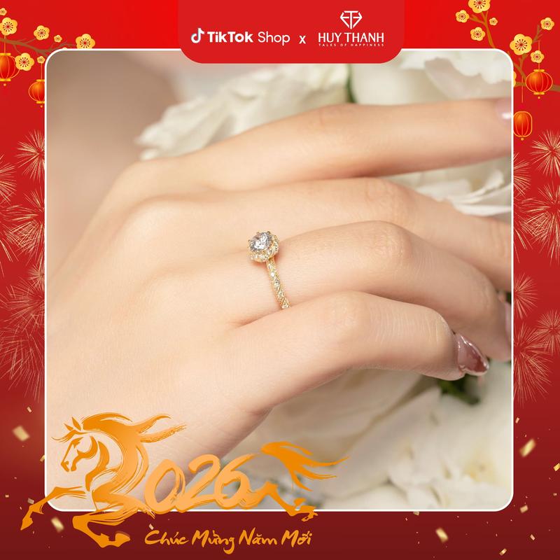  HuyThanhJewelry NDINO288 Nhẫn cầu hôn vàng tây 10K 14K Gắn đá Cz  BST CƯỚI ANH ĐI  