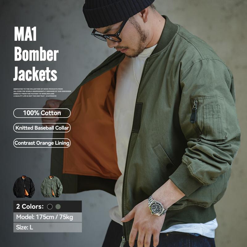 Áo Khoác Bomber MA1 Cổ Điển MADEN Màu Xanh Lá Chống Gió Áo Khoác Phi Công Áo Khoác Bóng Chày Đi Xe Máy Thường Ngày Dành Cho Nam Thích Hợp Cho Mùa Xuân Và Mùa Thu