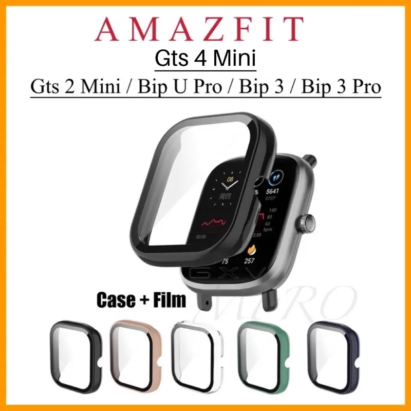 Amazfit GTS 4 / GTS 4 Mini / GTS 3 / GTS 2 Mini Screen Protector Glass + Cover 2in1 Case Protective Case