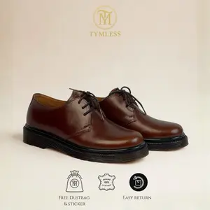 Sepatu Boots Tymless Original Derby Dark Burgundy Glossy Pull Up Leather | Casual Feels, Sepatu Formal | Sepatu Wisuda | Sepatu Kondangan | Sepatu Pria dan Wanita | Sepatu Kerja, Kuliah, Nongkrong | Sepatu Kulit Asli Pantofel Hitam