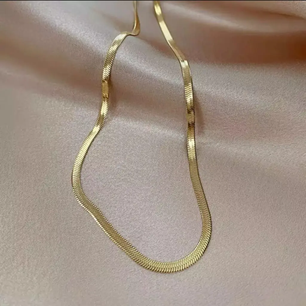 COD KALUNG TITANIUM PRIA PIPIH KALUNG TITANIUM GEPENG PRIA DAN WANITA ANTI KARAT DAN PUDAR kalung  flat