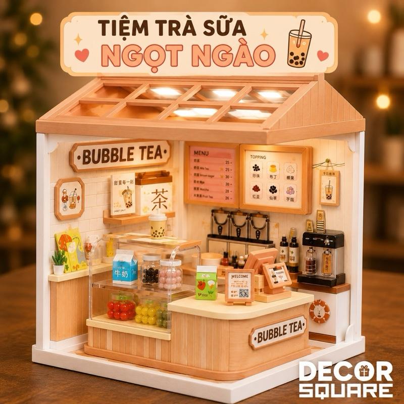 Decor Square - Mô Hình Nhà Hàng Miniature với Thiết Kế Hamburger & Pizza Chi Tiết Đầy Đủ cho Người Yêu Thích Trang Trí