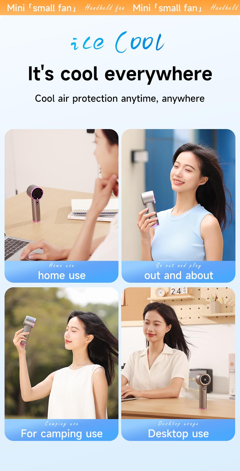 Mini Star Fan for Rapid Cooling, 100 Speeds, Hurricane Powerful Fan, Mini Portable USB Rechargeable Turbine Fan, Handheld with High Airflow