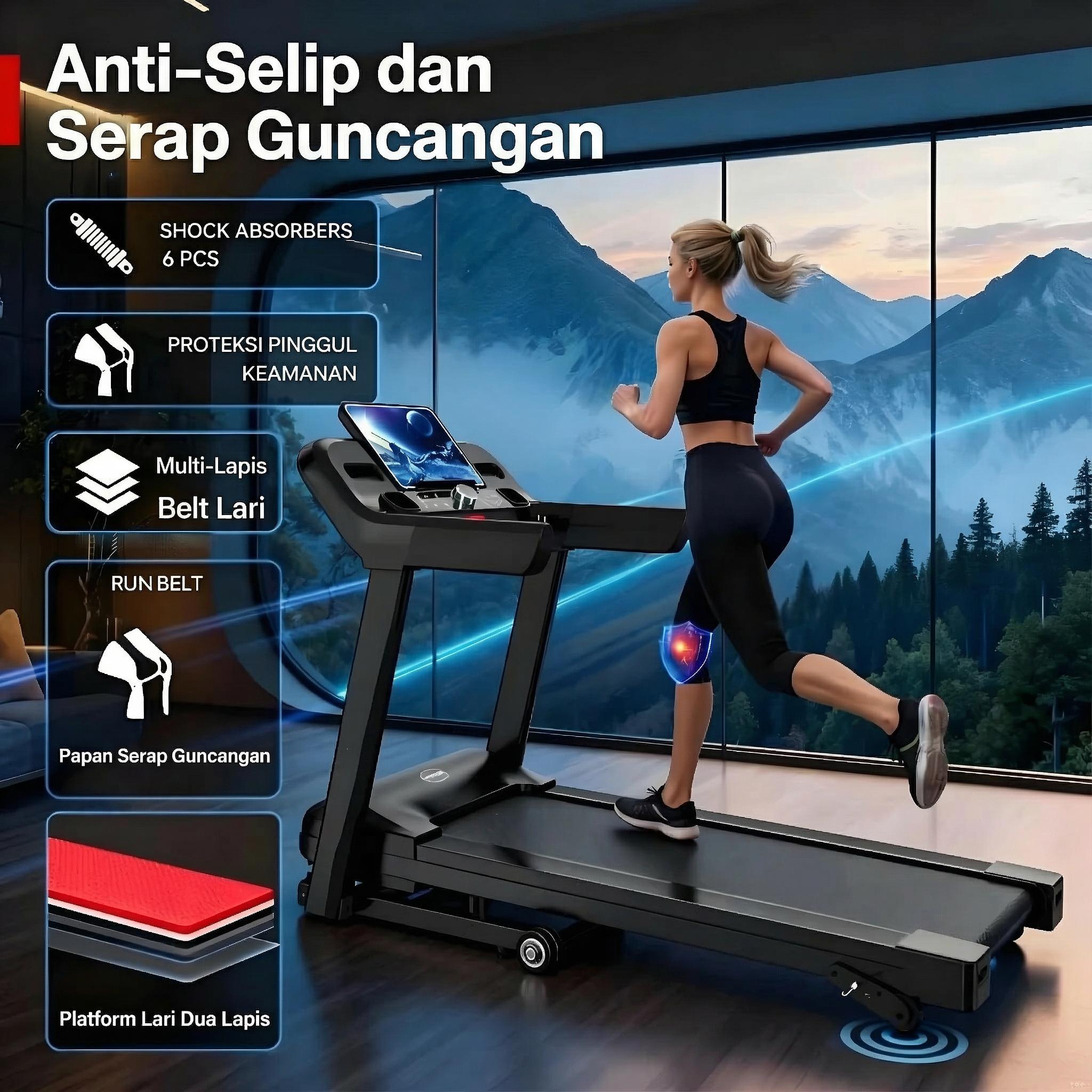 【Tingkat profesional】【Garansi 10 Tahun】Treadmill elektrik JC700 5.0 tenaga kuda kecepatan 16km/jam 3 tingkat kemiringan dapat dilipat sabuk lari 56 cm konektivitas Bluetooth