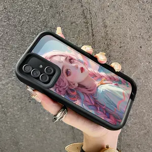 Casing Hp untuk Samsung Galaxy A71 Case pola Gadis berambut merah muda pelindung Kesing HP silikon lunak baru Casing pelindung Softcase