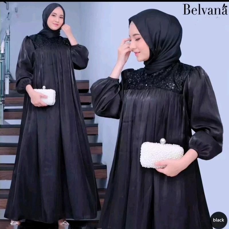 BELVANA DRESS SHIMMER CRADENZA SILK PREMIUM SET HIJAB Gamis Panjang Muslim Couple Wanita 2