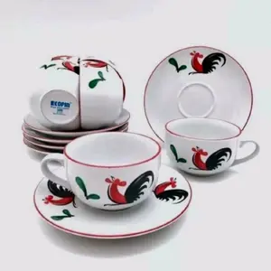 1 SET ISI 6 PCS CANGKIR AYAM JAGO 220ML + TATAKAN / CANGKIR KOPI / CANGKIR TEH / CANGKIR LATTE / CANGKIR SUSU / KITCHENWARE