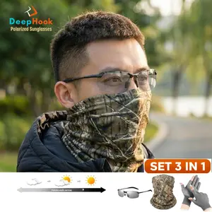 3 in 1 kacamata Masker Buff Sarung Tangan - Kacamata Mancing Travelling Outdoor siang malam Deephook Lensa Polarized Photocromik Sunglasses Eyewear Pria Photocromic