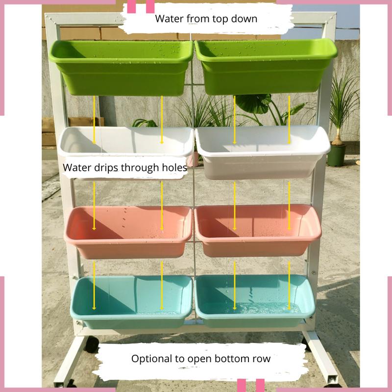 Product Introduction of Aum Garden Vertical Planter Wall Durable For Garden Balcony 4 Tier Planter With Wheels Movable 8
