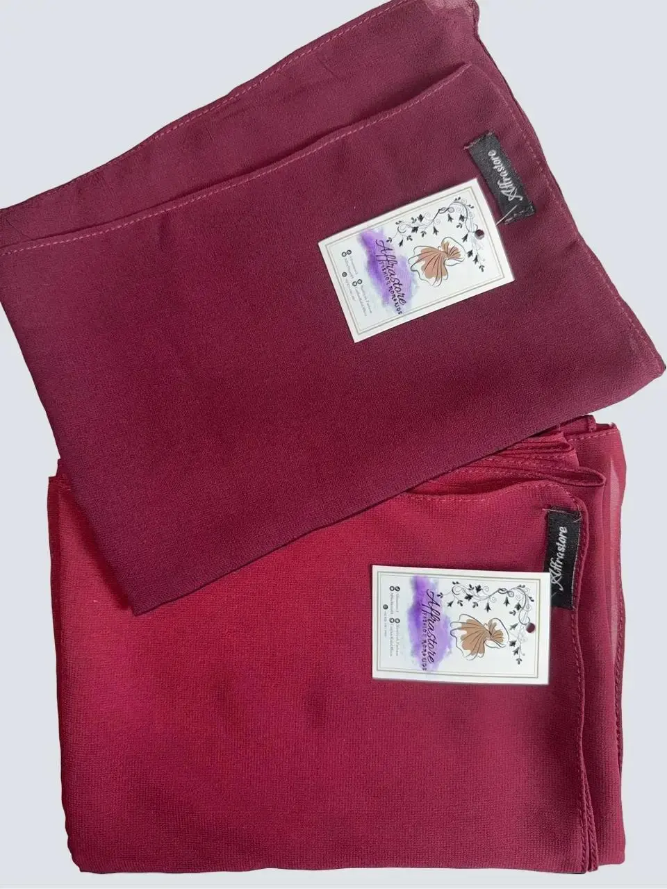 Affrastore Pashmina Polos Bahan Ceruty Babydoll Ukuran 180x70 Kerudung Ceruty - Muslim, Burgundy