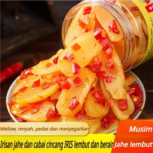 Acar sayuran dengan cabai cincang dan irisan jahe, jahe muda yang pedas dan lembut, baik untuk limpa dan lambung. Acar sayuran ini dapat disajikan dengan nasi, mi, atau sebagai lauk pendamping minuman.