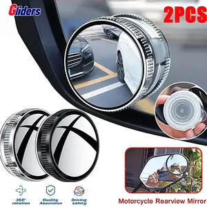 Kaca Spion 2Pcs Cermin Tambahan Tempel Blind Spot 360 Wide Mirror 2 In 1 Adjustable Spion Bulat Kecil Mobil Kaca Cembung Spion Tanpa Lem Perekat