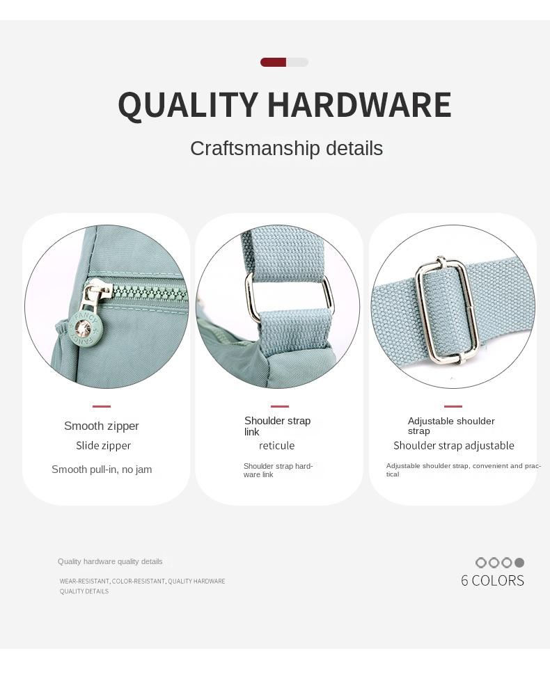 Product Introduction of Túi Đeo Chéo Nylon Chống Thấm Nước Cho Nữ, Túi Du Lịch Sức Chứa Lớn Có Khóa Kéo Nhiều Lớp Cho Bé Gái, Túi Đưa Thư Đựng Đồ Giải Trí Ngoài Trời Đeo Vai 7